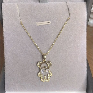 Super cute teddy‎ diamond necklace